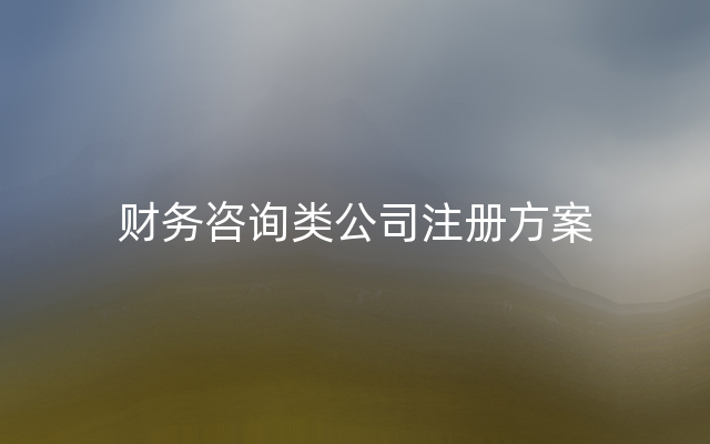 财务咨询类公司注册方案