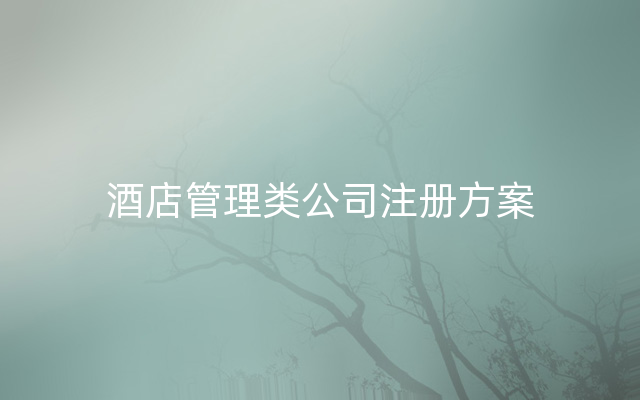 酒店管理类公司注册方案
