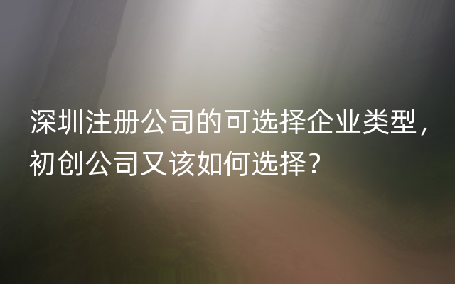 深圳注册公司的可选择企业类型，初创公司又该如何选择？